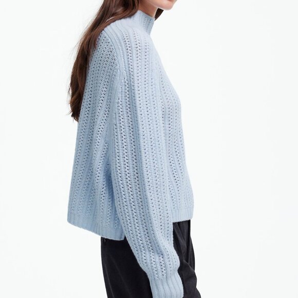 Madewell Pointelle-Stitch Mockneck Sweater Size Large - Picture 3 of 13